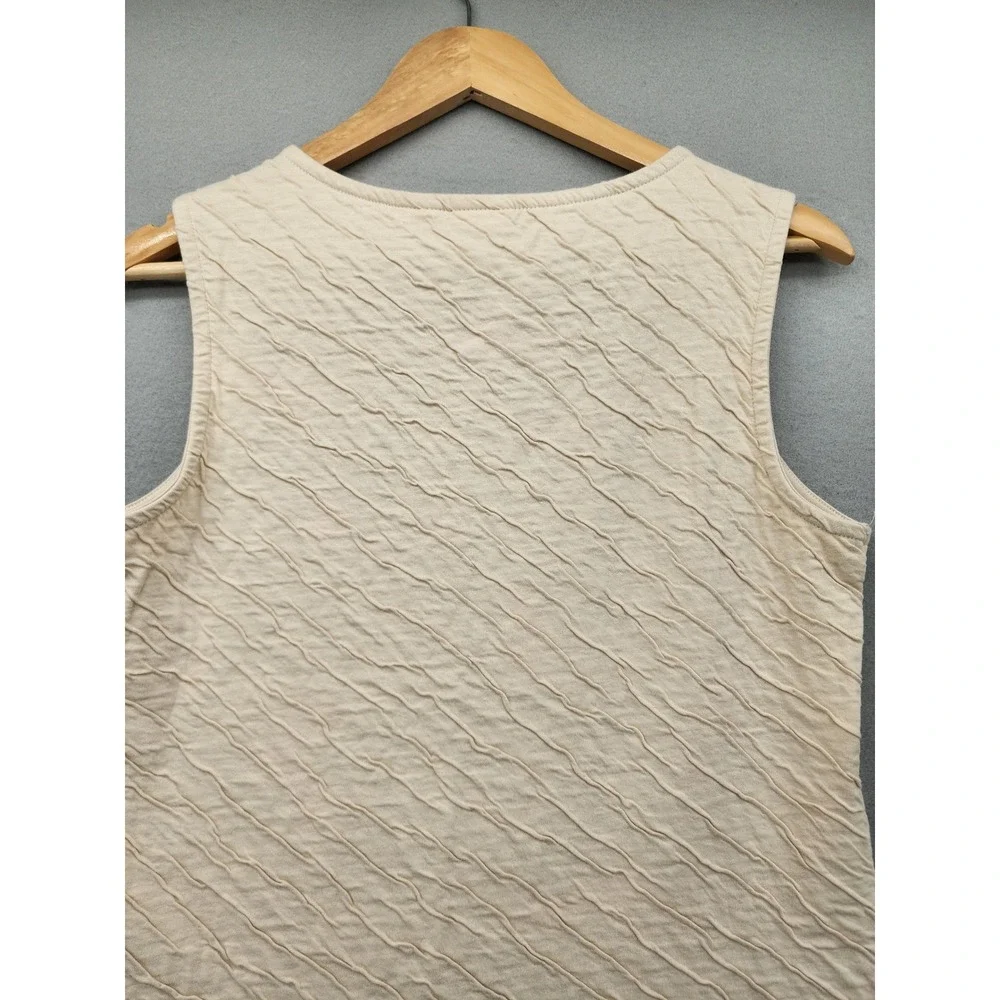 C&C California Tank Top Womens‎ Medium Beige Textured Sleeveless Cotton Stretch